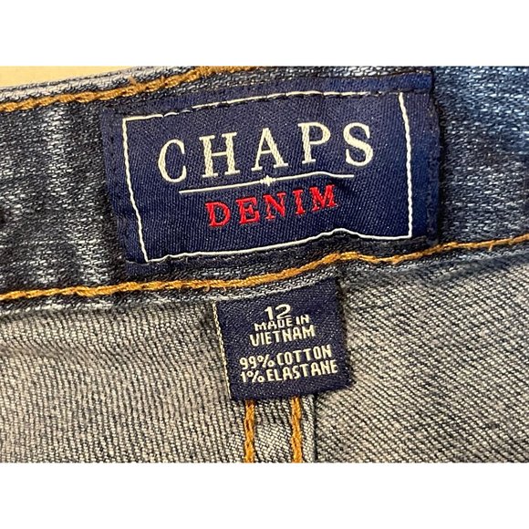 Chaps Denim Women Jeans Straight Leg 99% Cotton Mid Rise Flat Front Blue Size 12 - Picture 9 of 10